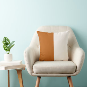 Minimalist Two Tone Burnt Orange Colorblock Throw Pillow