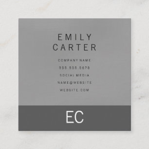 Minimalist Two Tone Gray Square Business Card