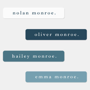 Minimalist Type Blue Kids Waterproof Name Labels