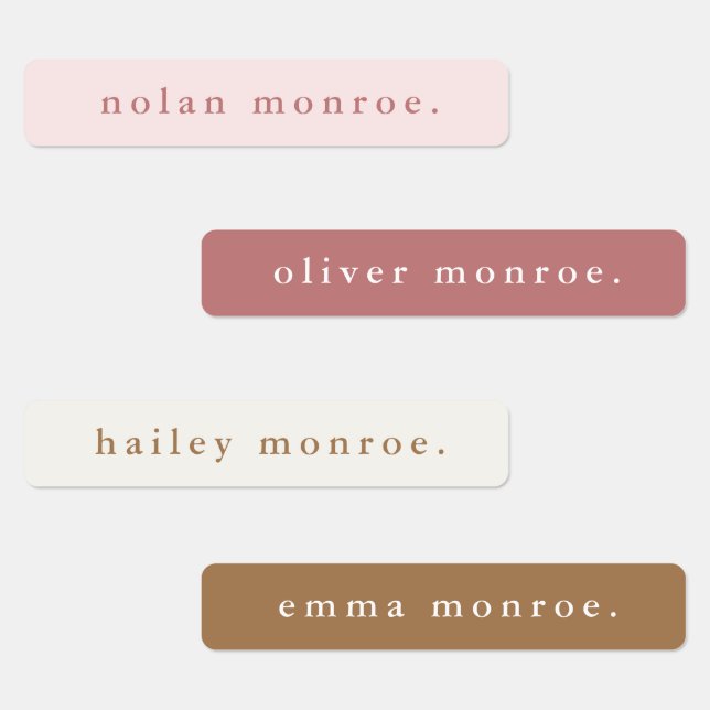 Minimalist Type Boho Kids Waterproof Name Labels (Group)