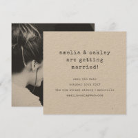 Minimalist Typewriter Black Kraft Wedding Photo