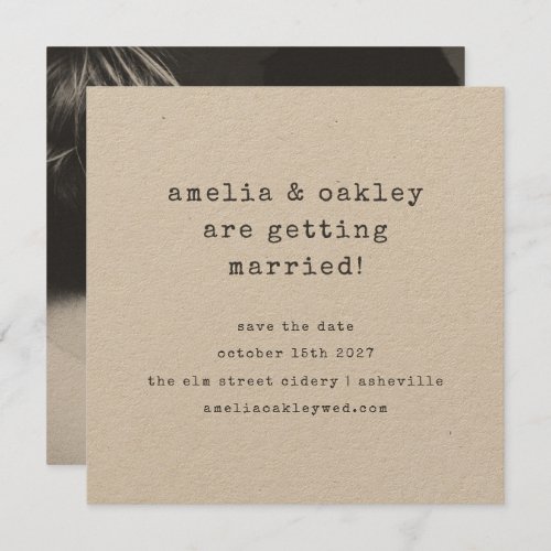 Minimalist Typewriter Black Kraft Wedding Photo Save The Date