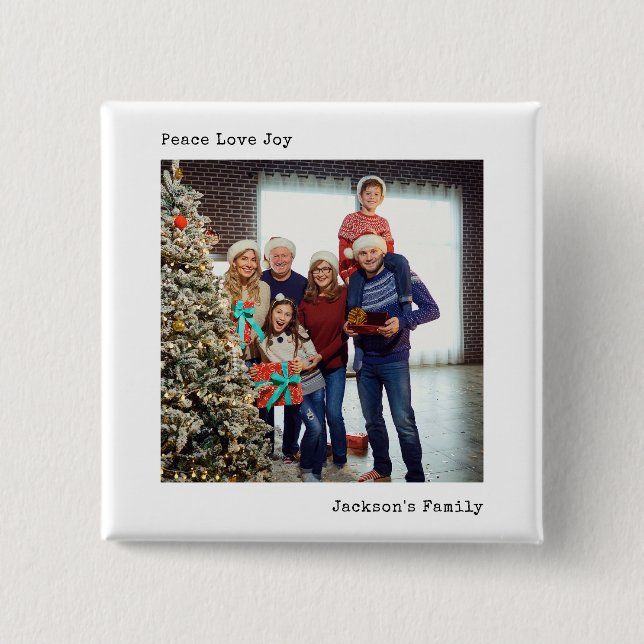 Minimalist Typewriter Christmas Custom Photo  Button (Front)