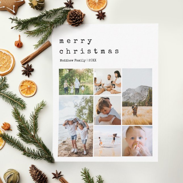 Minimalist Typewriter Christmas Family Photo Holiday Card (Creator Uploaded)
