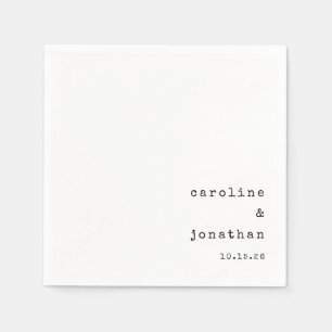 Minimalist Typewriter Custom Couple Names Wedding Napkins