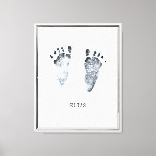 Minimalist Typewriter Custom Name Baby Footprints Canvas Print