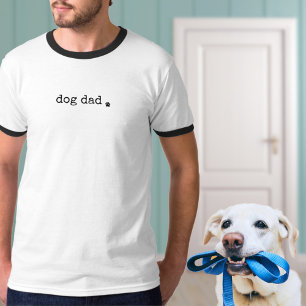 Minimalist Typewriter Dog Dad Paw Print T-Shirt