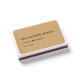 Minimalist typewriter kraft color wedding favors matchboxes