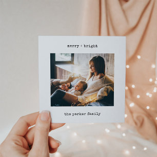 Minimalist Typewriter   Merry Christmas with Photo Holiday Card