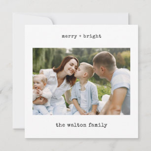 Minimalist Typewriter Merry Christmas with Photo Holiday Card