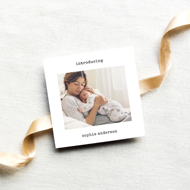 Minimalist Typewriter | Photo Birth Announcement (Creator Uploaded)