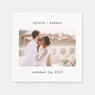 Minimalist Typewriter Simple Wedding Photo Napkins