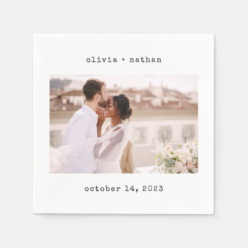 Minimalist Typewriter  Simple Wedding Photo Napkins