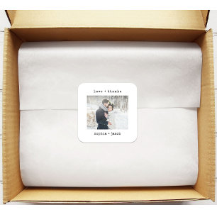 Minimalist Typewriter   Thank you Photo Wedding Square Sticker
