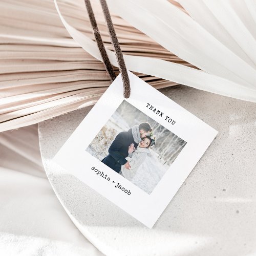 Minimalist Typewriter  Thank you with Photo Favor Tags