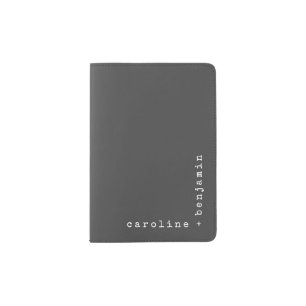 Minimalist Typewriter Typography Corner Name Black Passport Holder