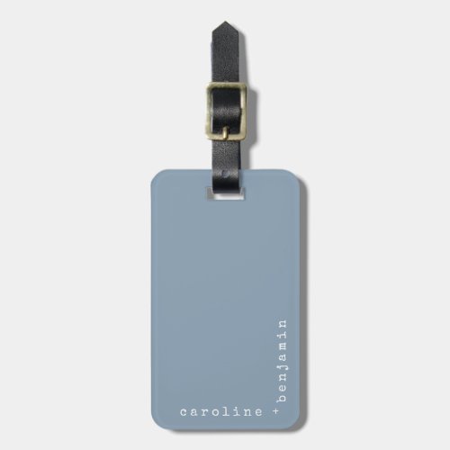 Minimalist Typewriter Typography Corner Name Blue Luggage Tag