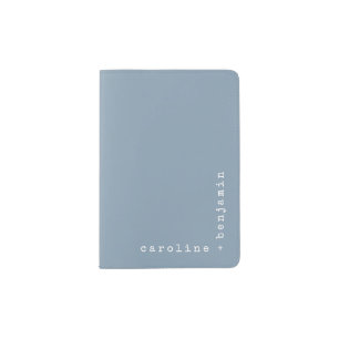 Minimalist Typewriter Typography Corner Name Blue Passport Holder
