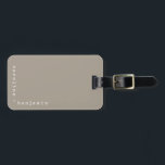 Minimalist Typewriter Typography Corner Name Taupe Luggage Tag<br><div class="desc">Personalized luggage tag with your names in a retro minimalist typewriter font in white in the corner on a taupe brown background.</div>