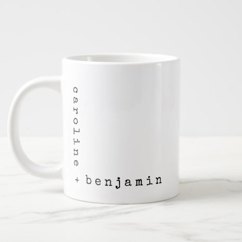 Minimalist Typewriter Typography Corner Names  Giant Coffee Mug