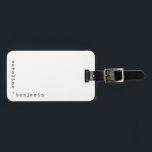 Minimalist Typewriter Typography Corner Names  Luggage Tag<br><div class="desc">Personalized luggage tag with your names in a retro minimalist typewriter font in black and white in the corner.</div>