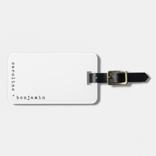 Minimalist Typewriter Typography Corner Names  Luggage Tag