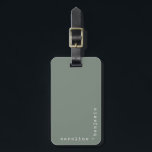 Minimalist Typewriter Typography Corner Names Sage Luggage Tag<br><div class="desc">Personalized luggage tag with your names in a retro minimalist typewriter font in white in the corner on a sage green background.</div>