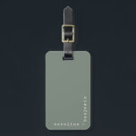 Minimalist Typewriter Typography Corner Names Sage Luggage Tag<br><div class="desc">Personalized luggage tag with your names in a retro minimalist typewriter font in white in the corner on a sage green background.</div>