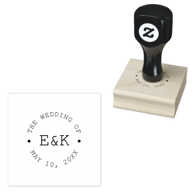 Minimalist Typographic Wedding Emblem Rubber Stamp (Stamped)