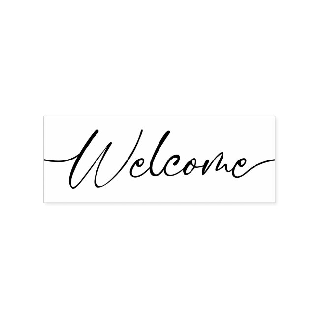Minimalist Typographical Calligraphy Welcome Rubber Stamp