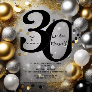 Minimalist Typography 30 30th Birthday Party Acrylic Invitations