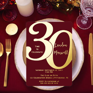 Minimalist Typography 30 30th Birthday Party Foil Invitation