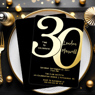 Minimalist Typography 30 30th Birthday Party Foil Invitation