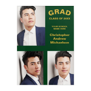 Minimalist Typography 3 Photo Graduation Acrylic Print