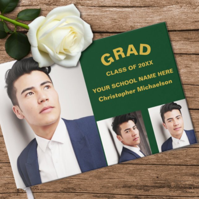 Minimalist Typography 3 Photo Graduation Guest Book (Creator Uploaded)