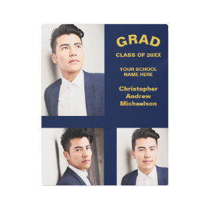 Minimalist Typography 3 Photo Graduation Metal Print