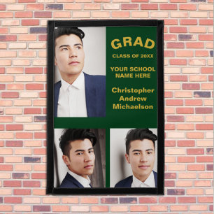 Minimalist Typography 3 Photo Graduation Pennant