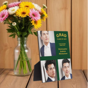 Minimalist Typography 3 Photo Graduation Plaque