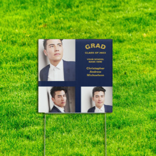 Minimalist Typography 3 Photo Graduation Sign