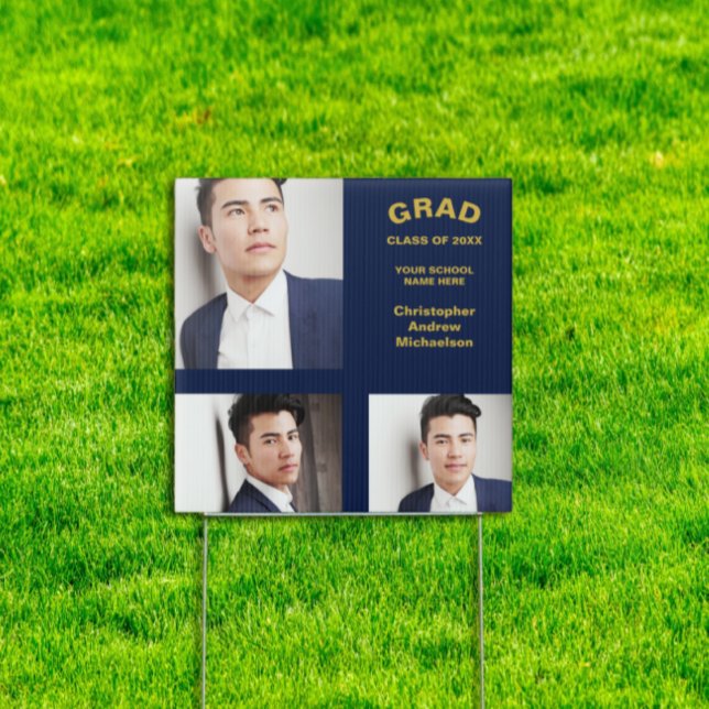 Minimalist Typography 3 Photo Graduation Sign (Creator Uploaded)
