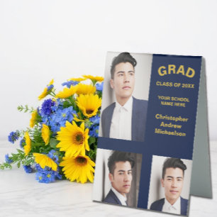 Minimalist Typography 3 Photo Graduation Table Tent