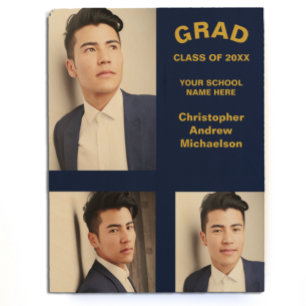 Minimalist Typography 3 Photo Graduation Wood Wall Art