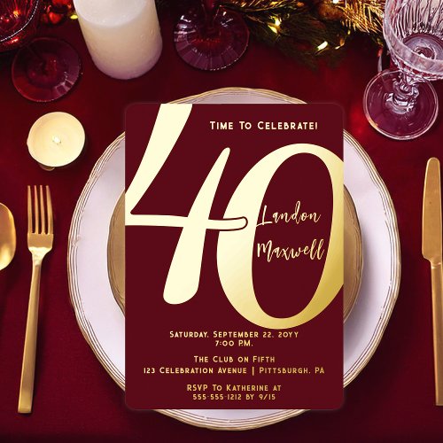 Minimalist Typography 40 40th Birthday Party