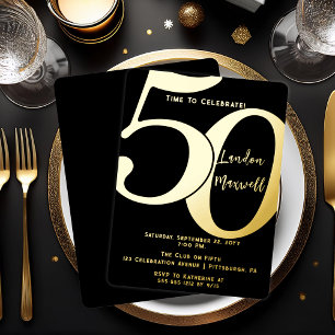 Minimalist Typography 50 50th Birthday Party Foil Invitation