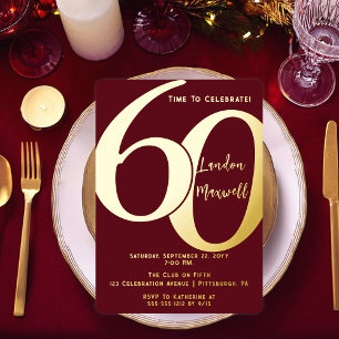 Minimalist Typography 60 60th Birthday Party Foil Invitation