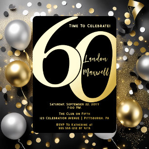 Minimalist Typography 60 60th Birthday Party Foil Invitation