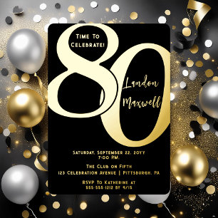 Minimalist Typography 80 80th Birthday Party Foil Invitation