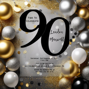 Minimalist Typography 90 90th Birthday Party Acrylic Invitations