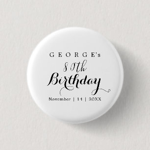 Minimalist Typography Birthday Party Design  Button