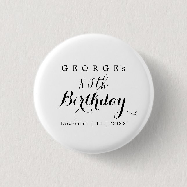 Minimalist Typography Birthday Party Design  Button (Front)